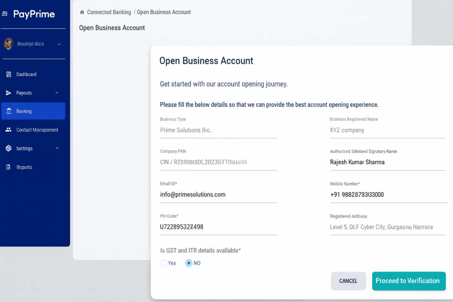 Connected Banking Dashboard